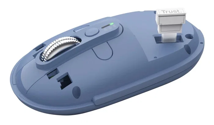 Trust Seron Slim Multi - Ratón Óptico Inalámbrico Dual RF + Bluetooth para Oficina, Ambidiestro, 3200 DPI, Clic Silencioso, Recargable, Azul