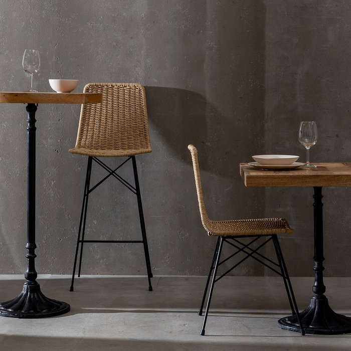 Silla Natural-Negro Pp/Metal Salón 45 X 41 X 83 cm