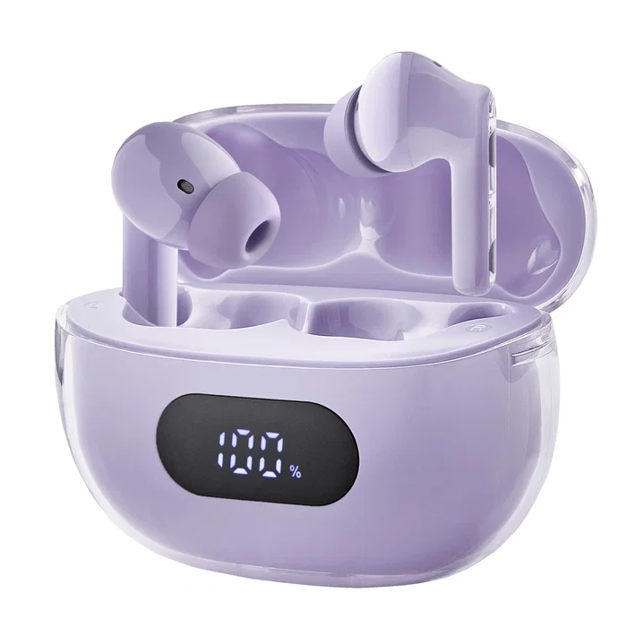 Intenso T313AE Auriculares True Wireless Stereo (TWS) Intraurales con Cancelación Activa de Ruido (ANC), Bluetooth 5.4, USB-C, Color Púrpura/Violeta, para Llamadas, Música y Deporte