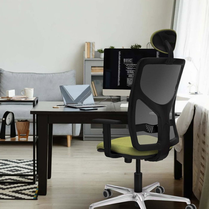 PIQUERAS Y CRESPO Silla de oficina Motilla con mecanismo Sincro, Verde oliva y Azul