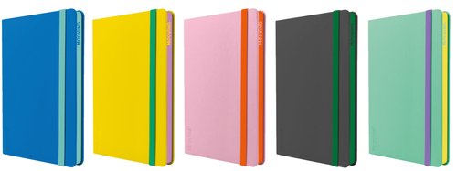 Cuaderno Mooving Tapa Dura A5 96H 90Gr. Punteado Con Goma Colores Surtidos