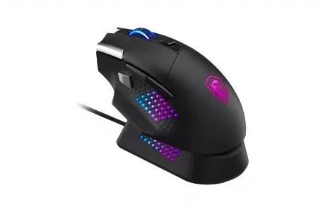 MSI Ratón Versa Pro Wireless + Mouse Dock Pro S12-4301370-CLA, Inalámbrico, Sensor Óptico, 26000 PPP, 15 Botones Personalizables, Negro