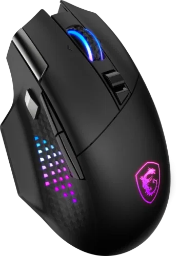 MSI Ratón Versa Pro Wireless + Mouse Dock Pro S12-4301370-CLA, Inalámbrico, Sensor Óptico, 26000 PPP, 15 Botones Personalizables, Negro