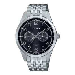 Casio MTP-E340D-1AVDF con esfera negra y correa gris