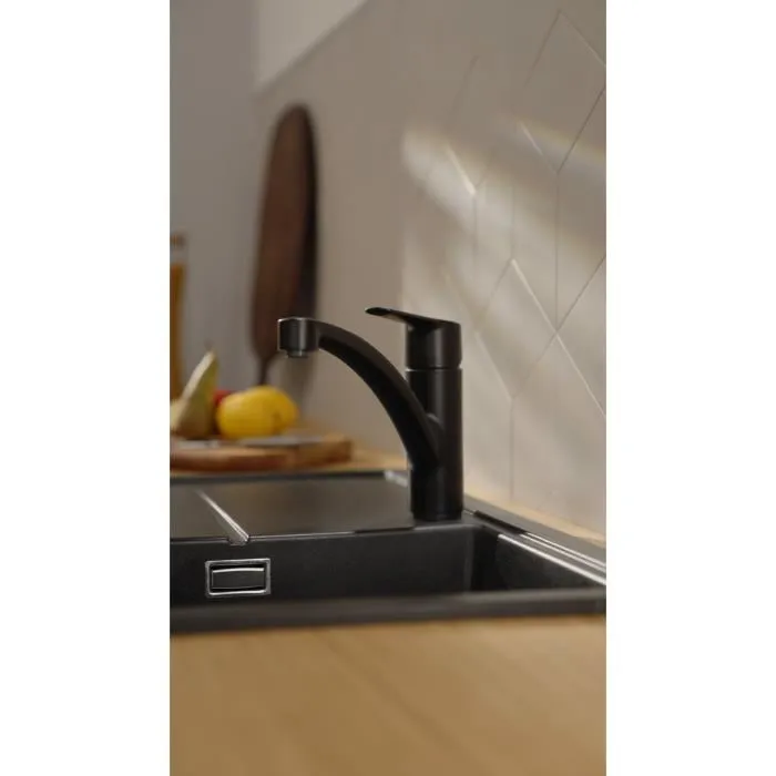 Grohe 324412432 Grifo de Cocina Mezclador Monomando Fregadero Negro Mate Caño Bajo Rotación 140°