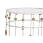 DKD Home Decor Set de 2 Mesitas Auxiliares de Metal y Cristal Blanco y Dorado