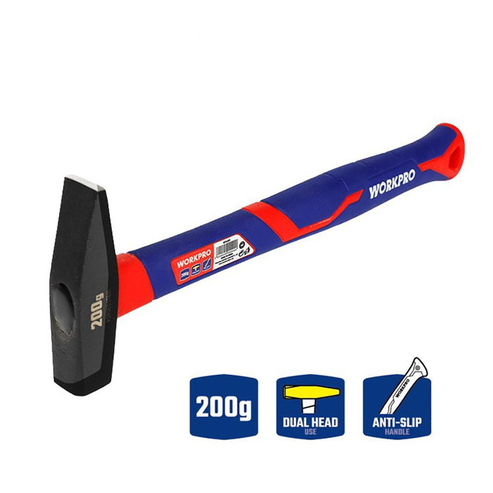 Workpro Martillo de Maquinista Mango Fibra de Vidrio Acero Forjado 200 g