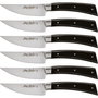 Laguiole Jean Dubost Set de 6 Cuchillos para Carne con Mango de Acrílico con Caja de Madera de Haya de 22 cm de Longitud Total de Color Plata / Negro.