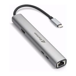 Sharkoon 4044951040704 Adaptador Combo Oficina, Gris Oscuro, 2x USB-A 3.2 Gen 2, 2x USB-C 3.2 Gen 2, 1x HDMI, 1x Ethernet