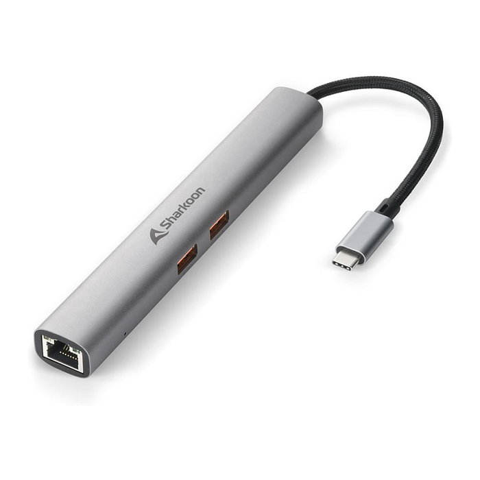 Sharkoon 4044951040704 Adaptador Combo Oficina, Gris Oscuro, 2x USB-A 3.2 Gen 2, 2x USB-C 3.2 Gen 2, 1x HDMI, 1x Ethernet