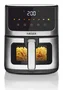 Haeger Freidora de Aire Digital Magic Window 4.7L, 8 Programas, 1200W, Negro/Plata, con Pantalla Táctil y Tazón Extraíble - Modelo AF-D47.005A