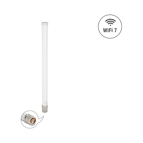 DeLOCK Antena WiFi 7 Exterior Omnidireccional Clase N 6.6 dBi 32 cm Blanca - 81455 DeLOCK Antena WiFi 7 Exterior Omnidireccional Clase N 6.6 dBi 32 cm Blanca - 81455