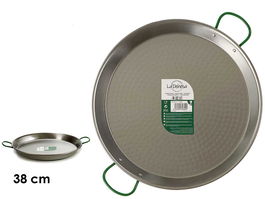 La Dehesa Paellera Pulida 38 cm Acero Pulido Plateado 8 Raciones Apta Gas Leña (Set de 6)