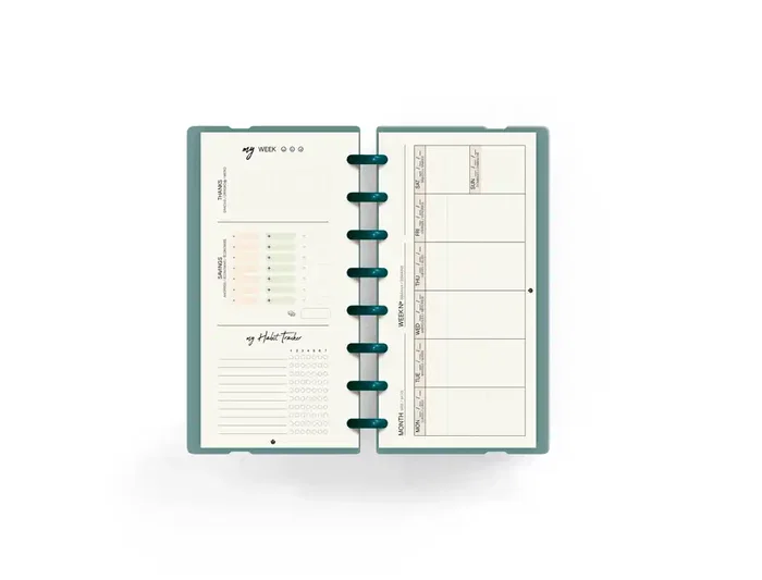 Carchivo Planificador Semanal My Week Turquesa 105x210 mm, 52 Semanas Sin Fecha y Checklist