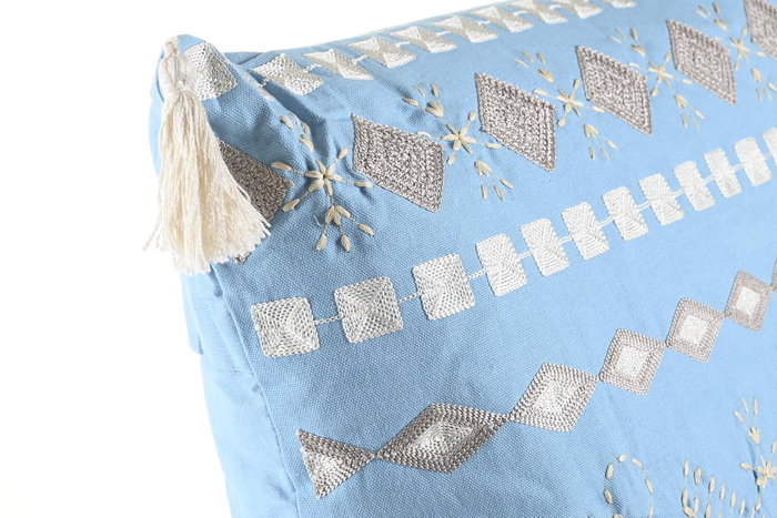 DKD Home Decor Cojin Elape Azul Blanco Algodon Polyester 20 x 60 x 60 cm