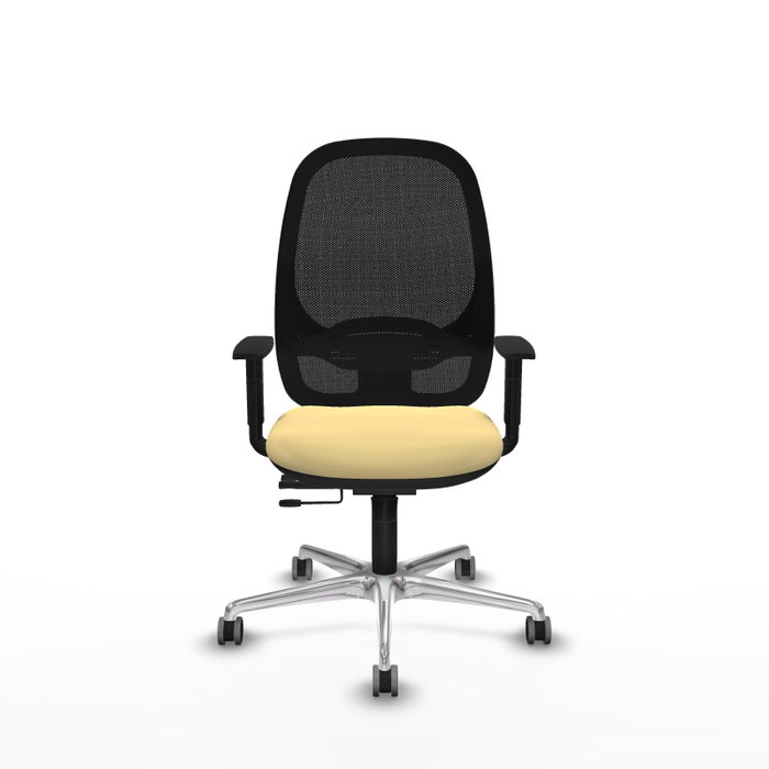PIQUERAS Y CRESPO Silla de oficina Cilanco con mecanismo Sincro/Traslack, Crema y Negro