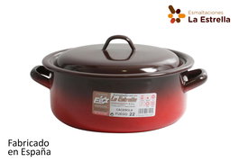 La Estrella Cacerola Esmaltada con Tapa 22 cm - 3.4 L"Fuego" (6 Unidades)