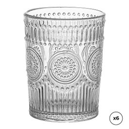 Ovenza Set de 6 Vasos de Cristal con Relieve de 300 ml