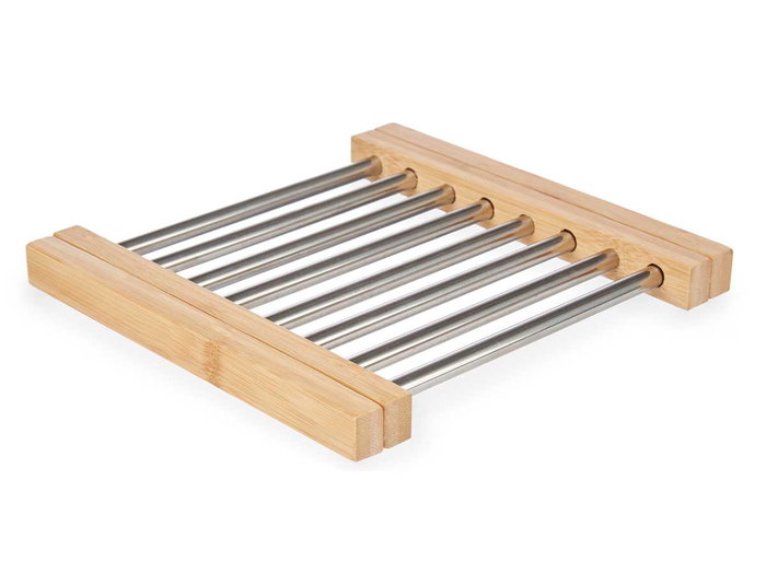 Kinvara Salvamantel Acero Bambú Extensible 22 x 2.2 x 21.3 cm (Set de 12)