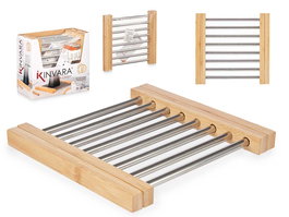 Kinvara Salvamantel Acero Bambú Extensible 22 x 2.2 x 21.3 cm (Set de 12)