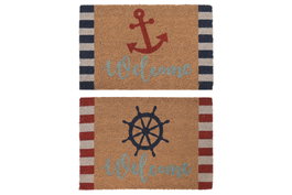 DKD Home Decor Felpudo Atlantico Azul Marino Rojo 40 x 60 x 1.5 cm (6 Unidades)