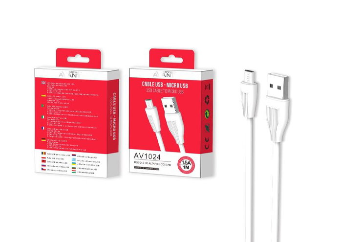 AVANT CONNECT Cable Micro USB a USB AM 1.2 metros 2.0V Negro