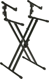 QUIKLOK Soporte Teclado QL642 Formato "X" 2 Niveles Doble Perfil Acero Negro Altura Regulable