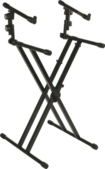 QUIKLOK Soporte Teclado QL642 Formato "X" 2 Niveles Doble Perfil Acero Negro Altura Regulable