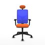 PIQUERAS Y CRESPO Silla de oficina Motilla con mecanismo Sincro, Tela Naranja y Malla Azul
