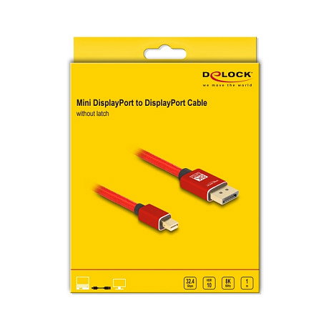 DeLOCK Cable Mini DisplayPort a DisplayPort 8K 60 Hz 1 m Rojo Metal