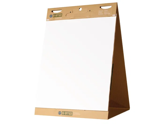 Bi-office Bloc Congreso Autoadhesivo para Sobremesa, Liso, 50x58.5 cm (500x585 mm), Papel Reciclado 80 g/m², 20 Hojas, con Tirador y Bandeja