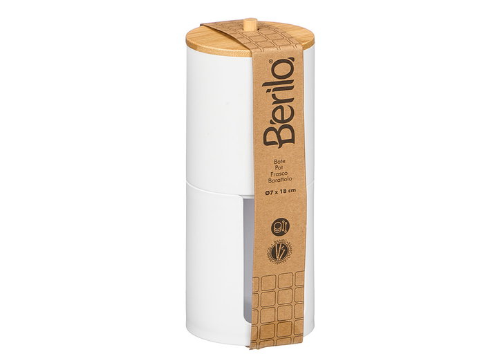 Berilo Bote Plastico Doble Tapa Bambu Blanco 7 cm x 18 cm x 7 cm (Set de 24)