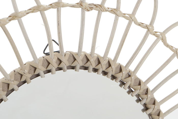 DKD Home Decor Espejo Boho Natural Ratán 46 x 46 x 1.5 cm (2 Unidades)