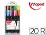 Maped Rotulador Punta de Metal Graph Peps Fine Liner Estuche de 20 Colores Surtidos Trazo 0,4 mm
