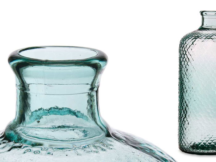 Giftdecor Botella Decorativa Vidrio Primavera Hammered Transparente 8L 19x42x19cm