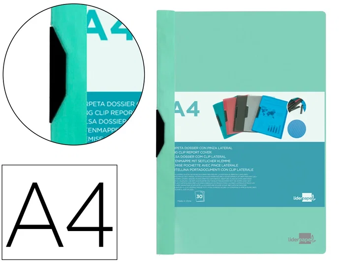 Liderpapel Carpeta Dossier Pinza Lateral Verde Manzana Opaco DIN A4 Liderpapel Carpeta Dossier Pinza Lateral Verde Manzana Opaco DIN A4