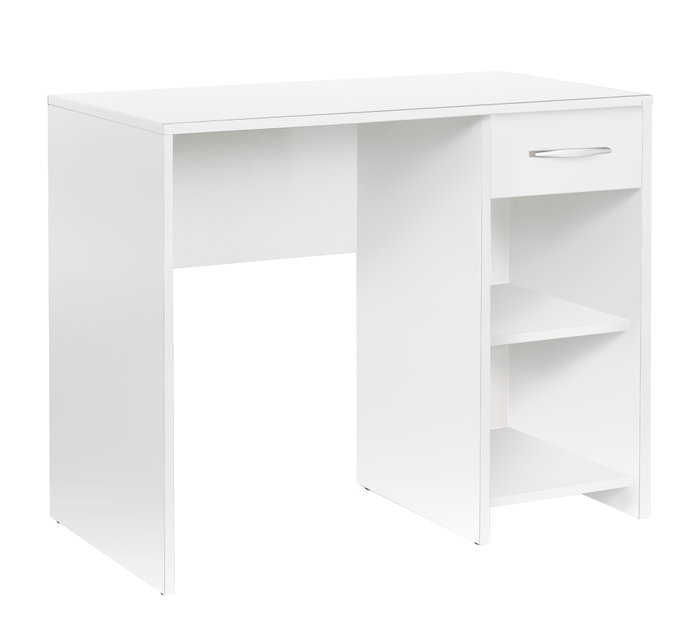 Hanah Home Cms-505-Bb-1 Mesa de Estudio Blanca con Cajón y Estantes, Fijación a Pared Hanah Home Cms-505-Bb-1 Mesa de Estudio Blanca con Cajón y Estantes, Fijación a Pared