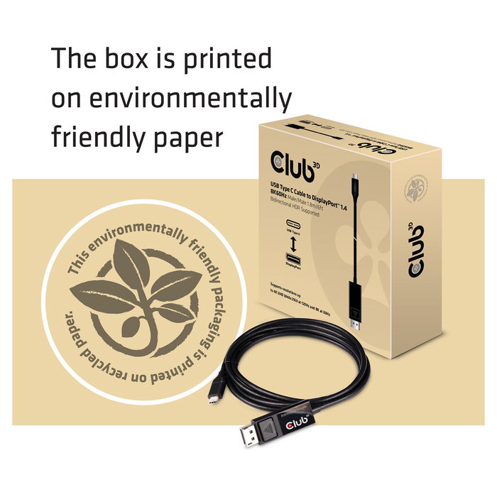 Club 3D Cable Club3D Kabel USB 3.1 Type C a DisplayPort 1.4 8K a 60Hz UHD 1.8 Metros