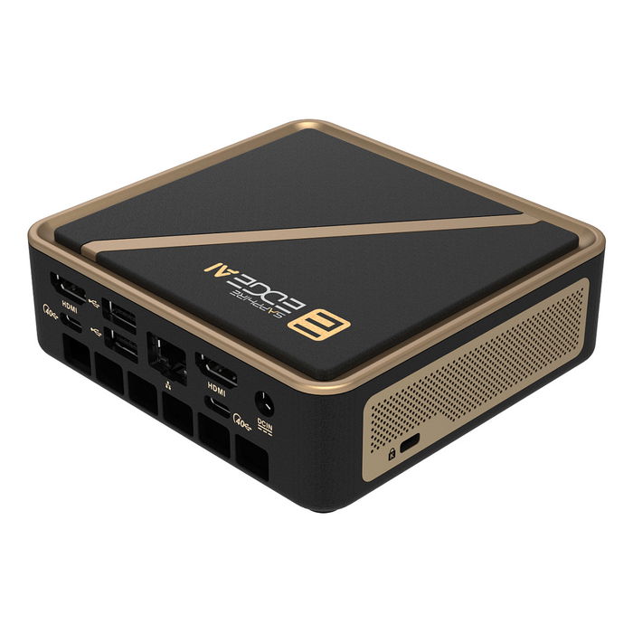 Sapphire EDGE AI 350 Barebone Mini PC, AMD Ryzen AI 7, 8 Cores, 16 Threads, 2 GHz, 5 GHz Turbo, 16 MB Cache, DDR5, PCIe, 2x HDMI 2.1, 3x USB 3.2, 2x USB-C, Ethernet, 120W