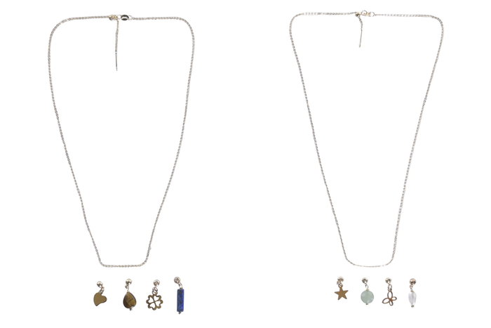 DKD Home Decor Collar de Piedra y Metal con 3 Charms Multicolor
