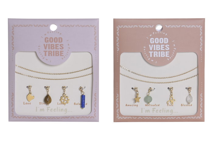 DKD Home Decor Collar de Piedra y Metal con 3 Charms Multicolor