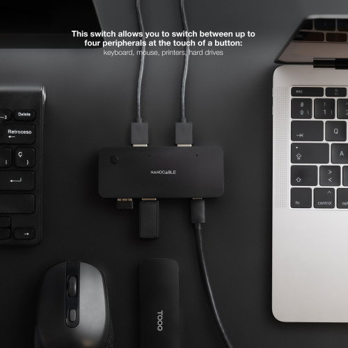 Nanocable Switch KVM 2xUSB-A 3.0 + 2xUSB-C 3.0 de Aluminio Nanocable Switch KVM 2xUSB-A 3.0 + 2xUSB-C 3.0 de Aluminio