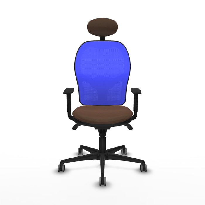 PIQUERAS Y CRESPO Silla de oficina Jorquera con mecanismo Sincro, Tela Marrón oscuro y Malla Azul PIQUERAS Y CRESPO Silla de oficina Jorquera con mecanismo Sincro, Tela Marrón oscuro y Malla Azul