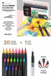 ARTIST BY ALEX BOG Estuche 20+1 Deluxe Brush Acuarelable Pincel