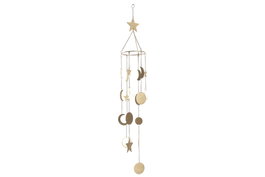 DKD Home Decor Decoración Colgante de Hierro Lunas y Estrellas Dorado