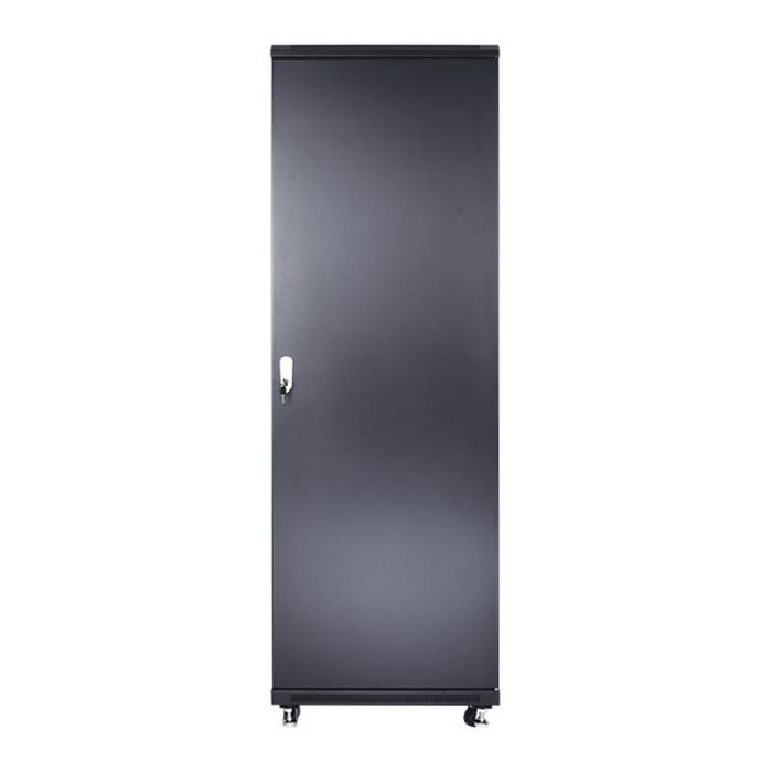 MicroConnect Armario Rack de 19 Pulgadas 32HU, Ancho 600x800 mm, Negro RAL 9004, con Puertas de Cristal y Metálica, Ruedas y Patas