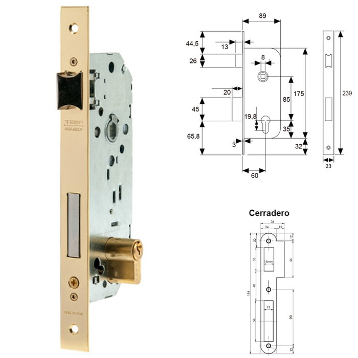 TESA Cerradura de embutir serie 2030/60 HL