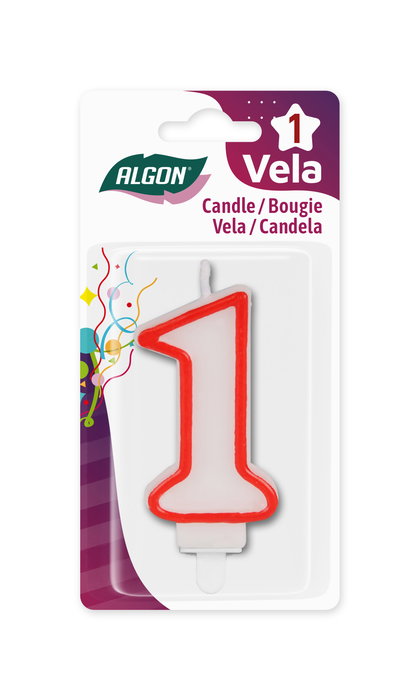 Algon Vela Blanca Con Borde Rojo 7 cm N.1 (36 Unidades)