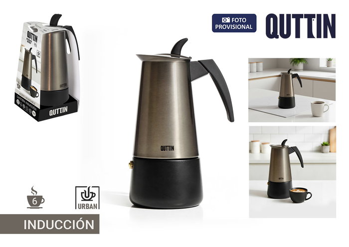 Quttin Cafetera de Inducción Urban en Acero Inoxidable para 6 Servicios Quttin Cafetera de Inducción Urban en Acero Inoxidable para 6 Servicios