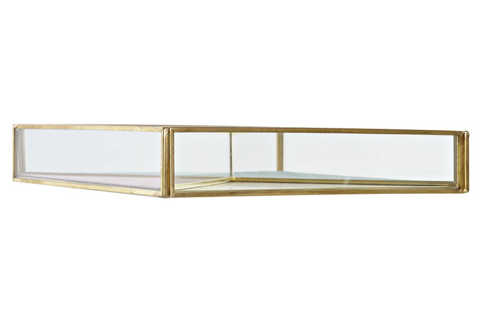DKD Home Decor Joyero de Cristal y Metal con Terciopelo Verde